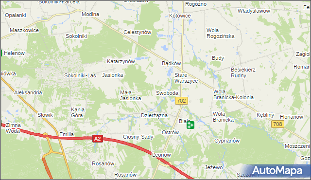mapa Swoboda gmina Zgierz, Swoboda gmina Zgierz na mapie Targeo