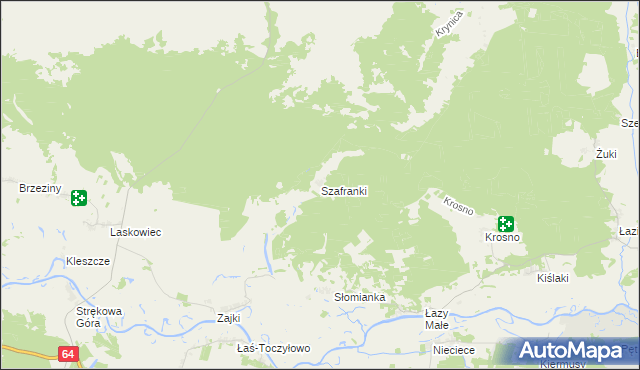 mapa Szafranki gmina Tykocin, Szafranki gmina Tykocin na mapie Targeo