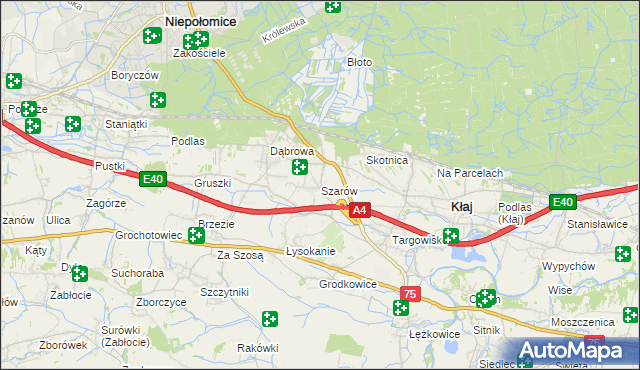 mapa Szarów gmina Kłaj, Szarów gmina Kłaj na mapie Targeo