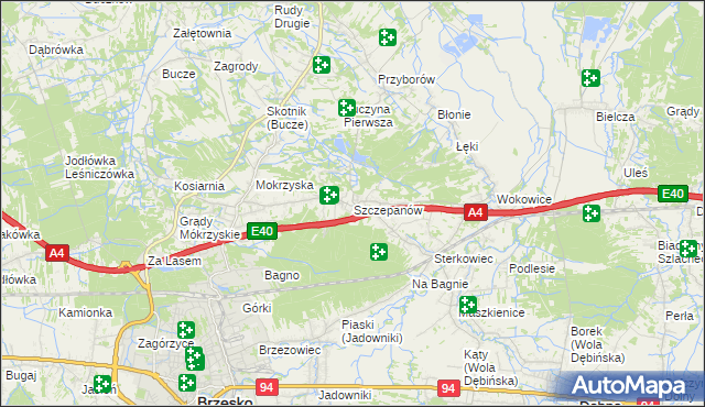 mapa Szczepanów gmina Brzesko, Szczepanów gmina Brzesko na mapie Targeo