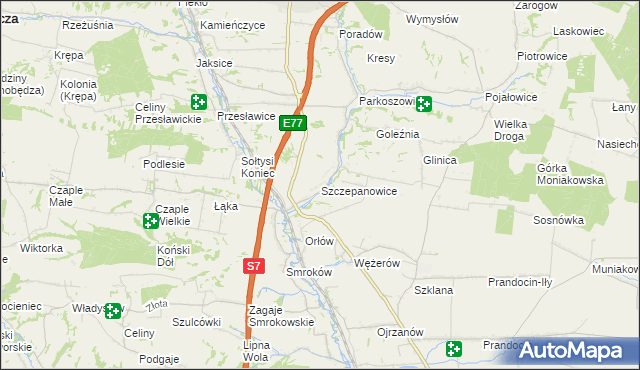 mapa Szczepanowice gmina Miechów, Szczepanowice gmina Miechów na mapie Targeo