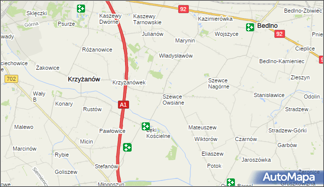 mapa Szewce Owsiane, Szewce Owsiane na mapie Targeo