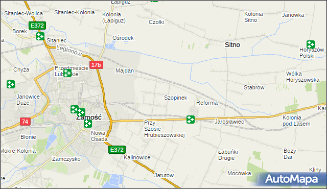 mapa Szopinek, Szopinek na mapie Targeo