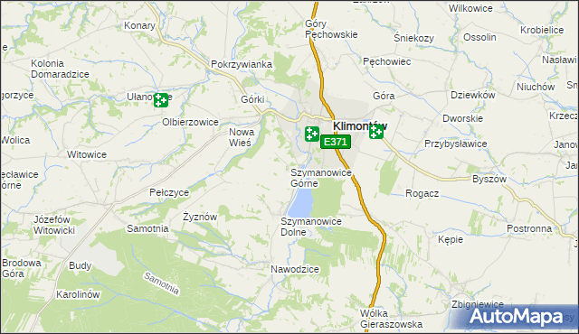 mapa Szymanowice Górne, Szymanowice Górne na mapie Targeo