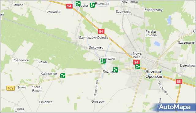 mapa Szymiszów, Szymiszów na mapie Targeo