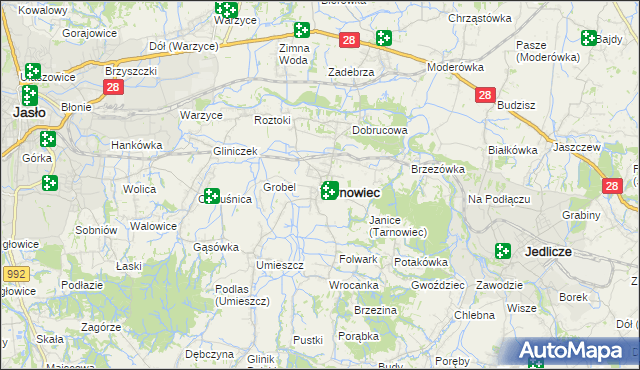 mapa Tarnowiec powiat jasielski, Tarnowiec powiat jasielski na mapie Targeo