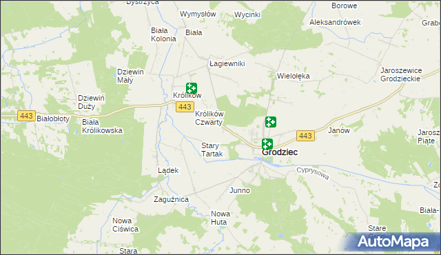 mapa Tartak gmina Grodziec, Tartak gmina Grodziec na mapie Targeo