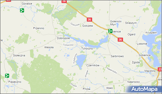 mapa Tchórzno, Tchórzno na mapie Targeo