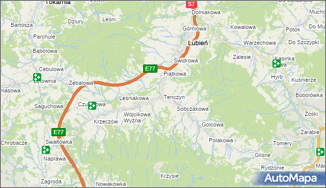 mapa Tenczyn, Tenczyn na mapie Targeo