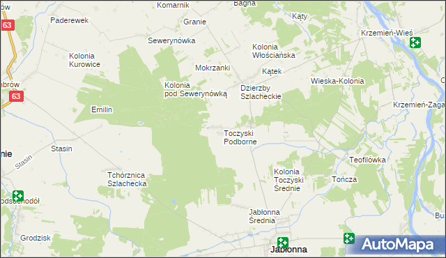 mapa Toczyski Podborne, Toczyski Podborne na mapie Targeo