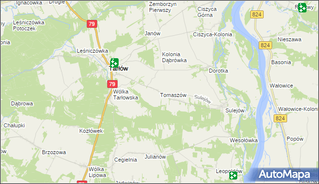 mapa Tomaszów gmina Tarłów, Tomaszów gmina Tarłów na mapie Targeo