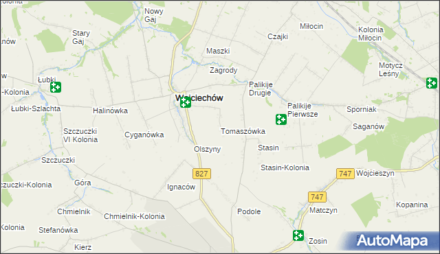 mapa Tomaszówka gmina Wojciechów, Tomaszówka gmina Wojciechów na mapie Targeo