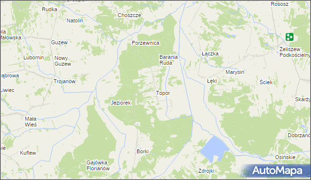 mapa Topór gmina Mrozy, Topór gmina Mrozy na mapie Targeo