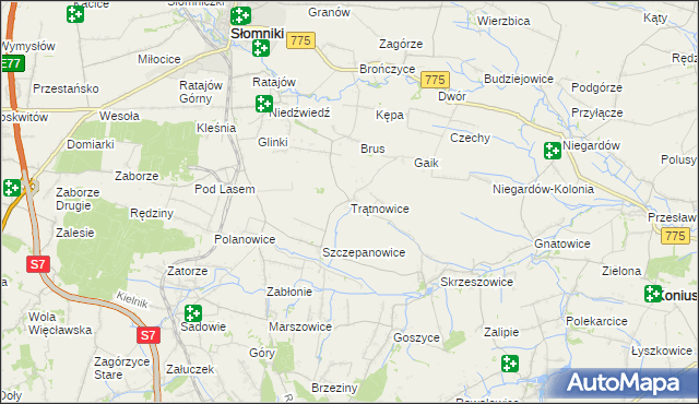 mapa Trątnowice, Trątnowice na mapie Targeo