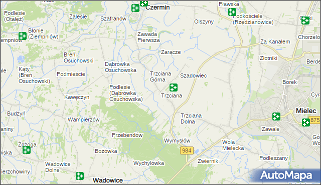 mapa Trzciana gmina Czermin, Trzciana gmina Czermin na mapie Targeo