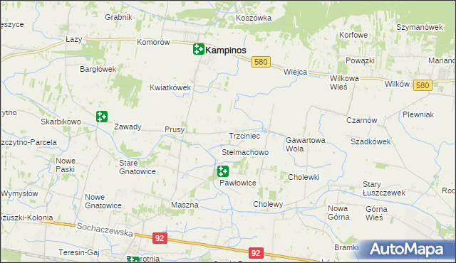 mapa Trzciniec gmina Leszno, Trzciniec gmina Leszno na mapie Targeo