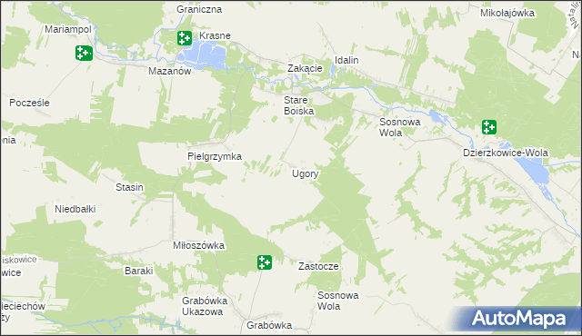 mapa Ugory gmina Józefów nad Wisłą, Ugory gmina Józefów nad Wisłą na mapie Targeo