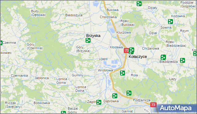 mapa Ujazd gmina Brzyska, Ujazd gmina Brzyska na mapie Targeo