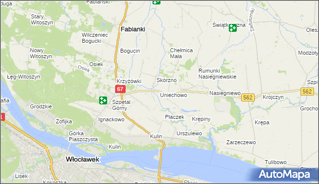 mapa Uniechowo, Uniechowo na mapie Targeo