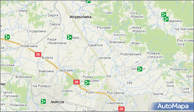 mapa Ustrobna, Ustrobna na mapie Targeo