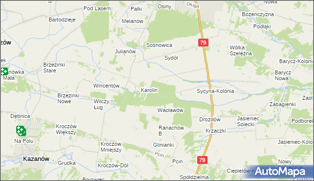 mapa Wacławów Gajówka, Wacławów Gajówka na mapie Targeo