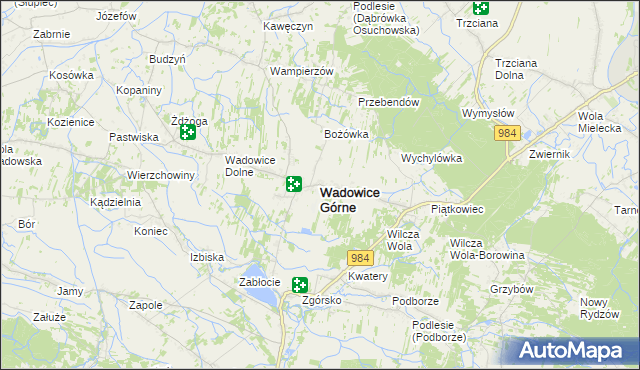 mapa Wadowice Górne, Wadowice Górne na mapie Targeo