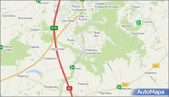 mapa Wałdowo Szlacheckie, Wałdowo Szlacheckie na mapie Targeo