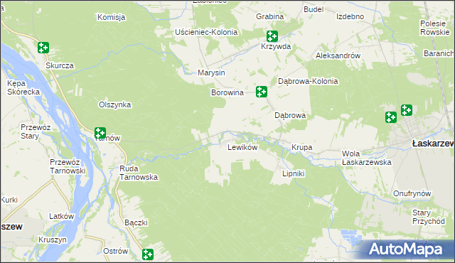 mapa Wanaty gmina Łaskarzew, Wanaty gmina Łaskarzew na mapie Targeo