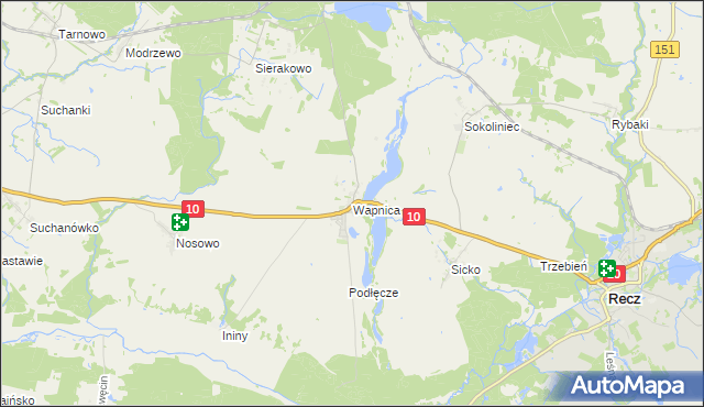 mapa Wapnica gmina Suchań, Wapnica gmina Suchań na mapie Targeo