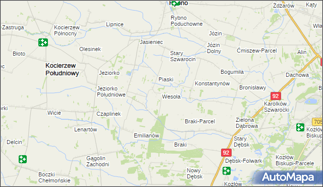 mapa Wesoła gmina Rybno, Wesoła gmina Rybno na mapie Targeo