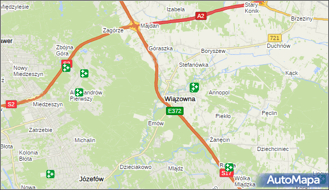 mapa Wiązowna, Wiązowna na mapie Targeo