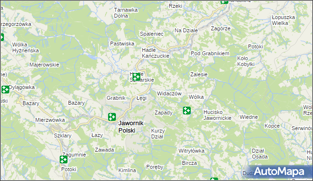 mapa Widaczów, Widaczów na mapie Targeo