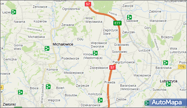 mapa Więcławice Stare, Więcławice Stare na mapie Targeo