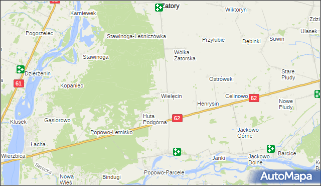 mapa Wielęcin gmina Somianka, Wielęcin gmina Somianka na mapie Targeo