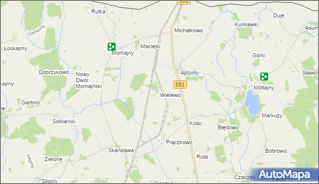 mapa Wielewo gmina Barciany, Wielewo gmina Barciany na mapie Targeo