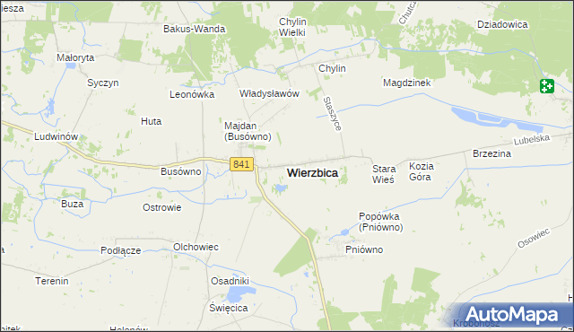 mapa Wierzbica powiat chełmski, Wierzbica powiat chełmski na mapie Targeo