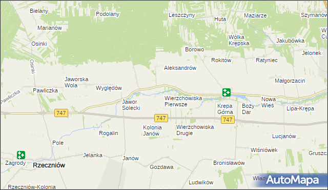 mapa Wierzchowiska Pierwsze gmina Sienno, Wierzchowiska Pierwsze gmina Sienno na mapie Targeo