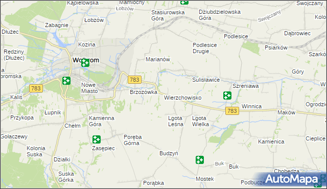 mapa Wierzchowisko gmina Wolbrom, Wierzchowisko gmina Wolbrom na mapie Targeo