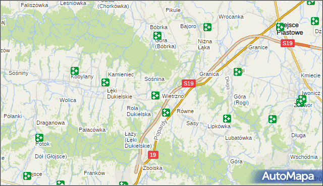 mapa Wietrzno gmina Dukla, Wietrzno gmina Dukla na mapie Targeo