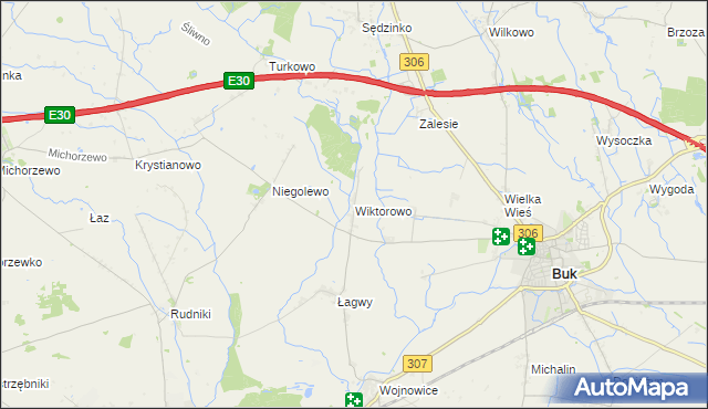 mapa Wiktorowo gmina Buk, Wiktorowo gmina Buk na mapie Targeo