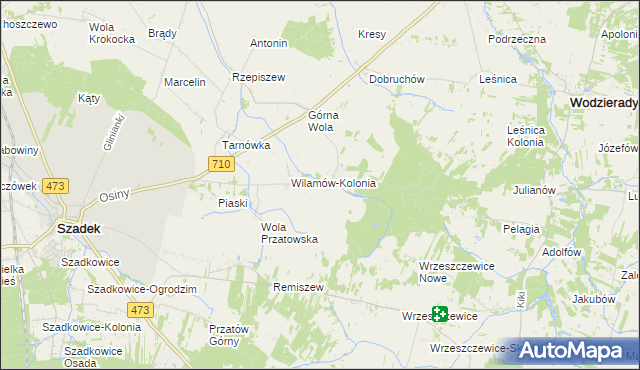mapa Wilamów gmina Szadek, Wilamów gmina Szadek na mapie Targeo