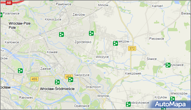 mapa Wilczyce gmina Długołęka, Wilczyce gmina Długołęka na mapie Targeo