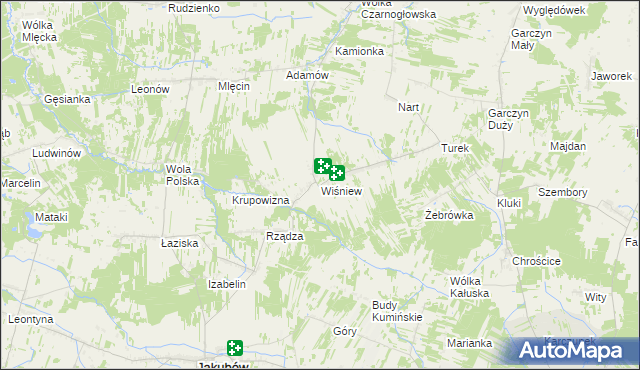 mapa Wiśniew gmina Jakubów, Wiśniew gmina Jakubów na mapie Targeo