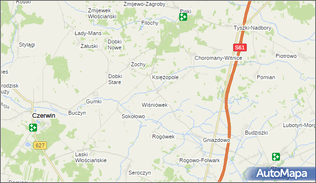 mapa Wiśniewo gmina Czerwin, Wiśniewo gmina Czerwin na mapie Targeo