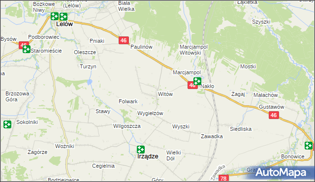mapa Witów gmina Irządze, Witów gmina Irządze na mapie Targeo