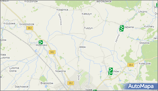 mapa Włóki gmina Dzierżoniów, Włóki gmina Dzierżoniów na mapie Targeo