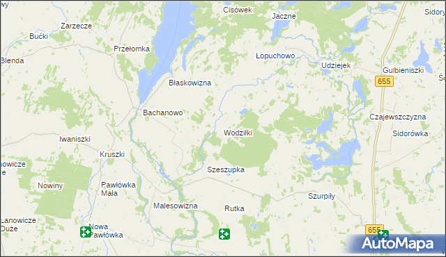 mapa Wodziłki, Wodziłki na mapie Targeo