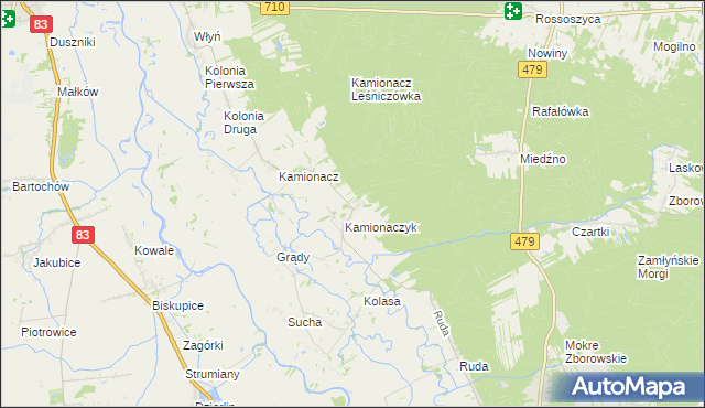 mapa Wojciechów gmina Sieradz, Wojciechów gmina Sieradz na mapie Targeo