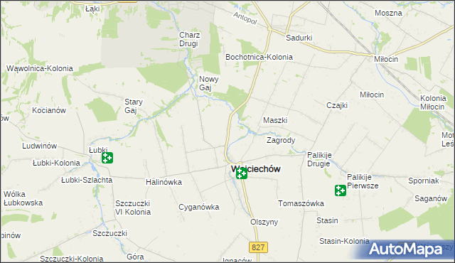 mapa Wojciechów-Kolonia Piąta, Wojciechów-Kolonia Piąta na mapie Targeo