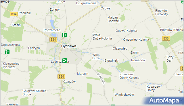 mapa Wola Duża gmina Bychawa, Wola Duża gmina Bychawa na mapie Targeo